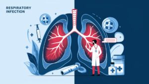 Thumbnail image of respiratory infections with lungs, doctor, and medical symbols.